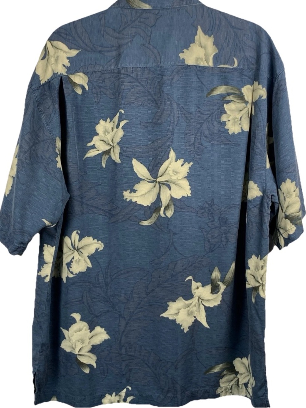 Tommy Bahama Men's L 100% Silk Hawaiian Aloha Shirt Blue Hibiscus Camp - Picture 4 of 13